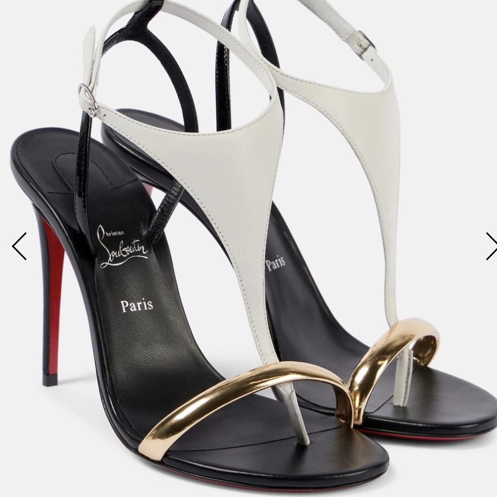 Christian Louboutin Women's Black and Gold Heels.